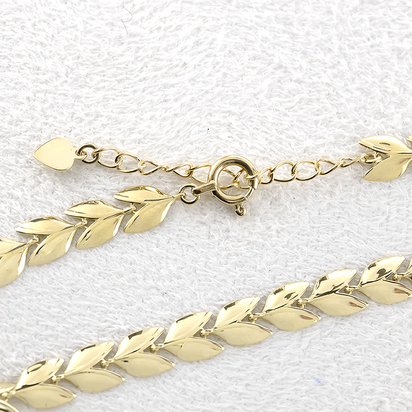 18金 ブレスレット 幅広 太め リーフ レディース アジャスター チェーン 19cm ゴールド 18k 地金 女性 春 夏 シンプル おしゃれ あすつく 送料無料 セール saleの画像