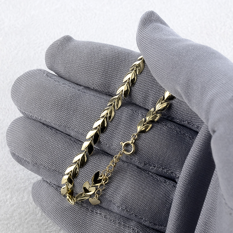 18金 ブレスレット 幅広 太め リーフ レディース アジャスター チェーン 19cm ゴールド 18k 地金 女性 春 夏 シンプル おしゃれ あすつく 送料無料 セール saleの画像