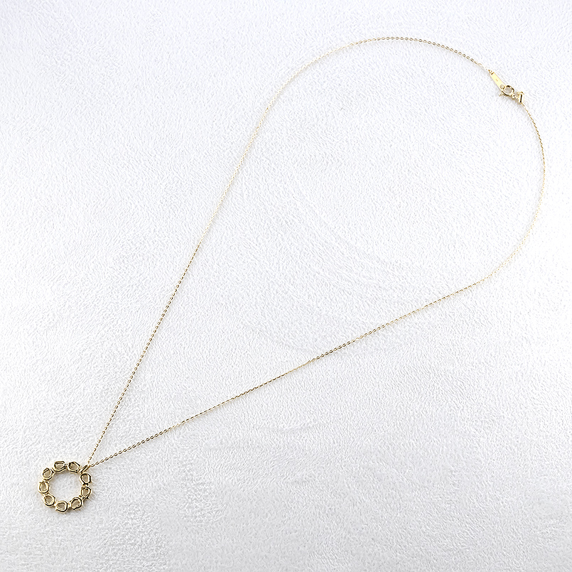 18金 馬蹄 ネックレス ペンダントトップ レディース お守り ゴールド 18k ホースシュー 蹄鉄 サークル スライド式 チェーン シンプル 人気 あすつく 送料無料の画像
