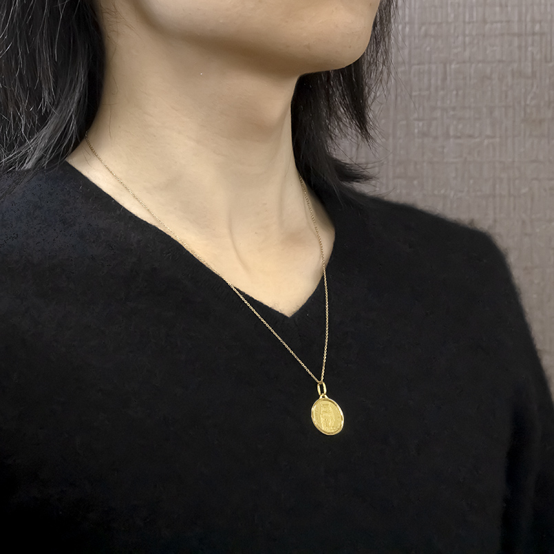 ジュエリー工房アトラス 24金 ネックレス ふくろう メダル ペンダント