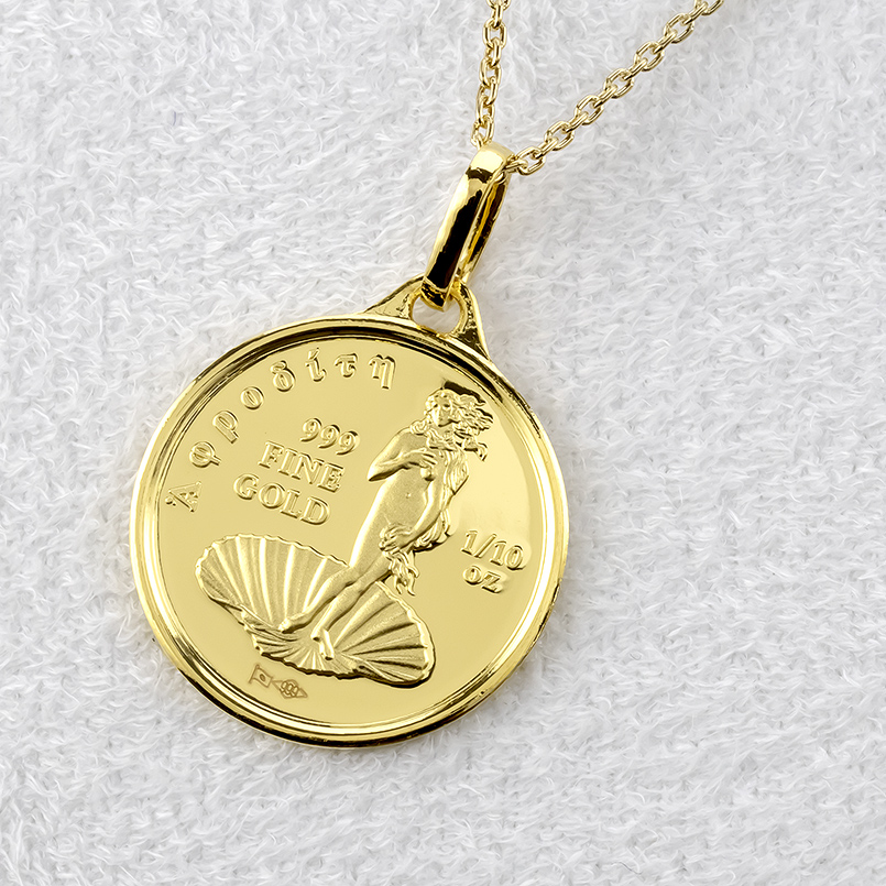 ジュエリー工房アトラス 24金 ネックレス 薔薇 メダル ペンダント