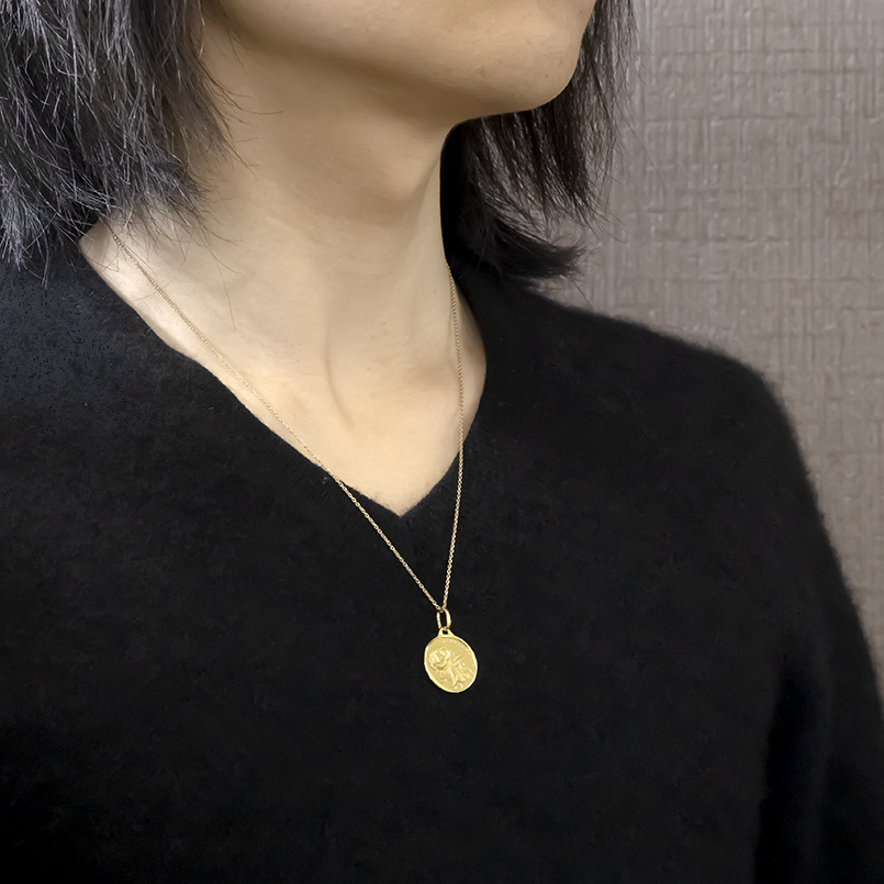 ジュエリー工房アトラス 24金 ネックレス 薔薇 メダル ペンダント