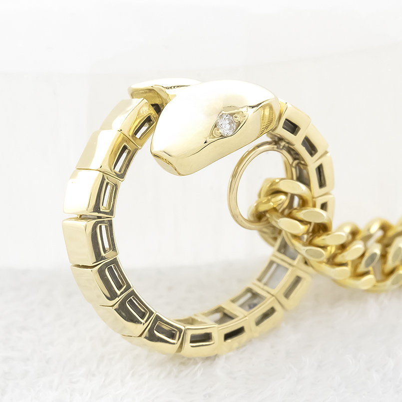 18金 ネックレス ダイヤモンド 蛇 スパイラル メンズ 喜平用 ペンダントトップ お守り ゴールド 18k トップ へび ヘビ スネーク あすつく 送料無料 セール saleの画像