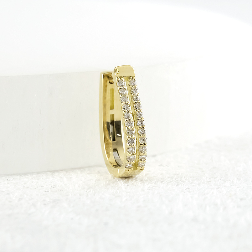18金 フープピアス ダイヤモンド 0.24ct ゴールド 18k 中折れバネ式 ピアス フープ ペア イエローゴールドk18 男女兼用 あすつく 送料無料 セール saleの画像