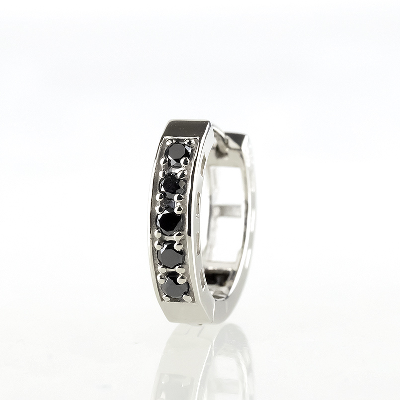 プラチナ フープピアス ブラックダイヤモンド 0.10ct メンズ 片耳 中折れ式 普段使い pt900 リング ピアス シンプル 人気 あすつく 送料無料 セール saleの画像