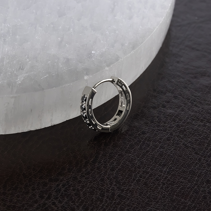 プラチナ フープピアス ブラックダイヤモンド 0.10ct メンズ 片耳 中折れ式 普段使い pt900 リング ピアス シンプル 人気 あすつく 送料無料 セール saleの画像