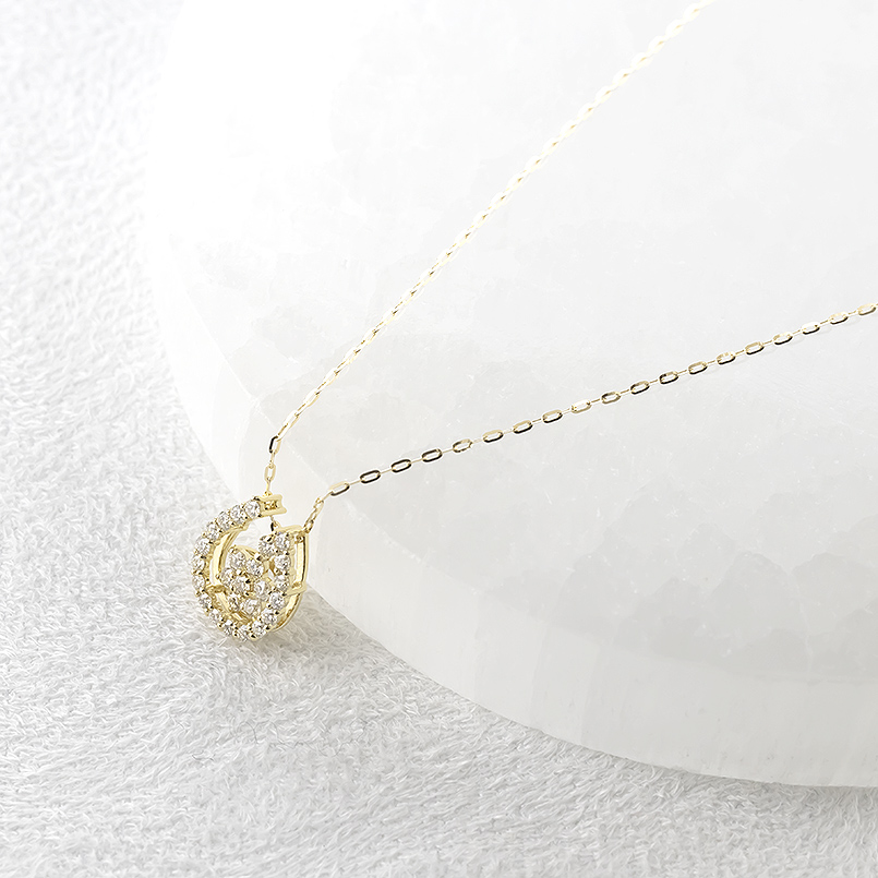 ジュエリー工房アトラス 18金 馬蹄 ネックレス ダイヤモンド