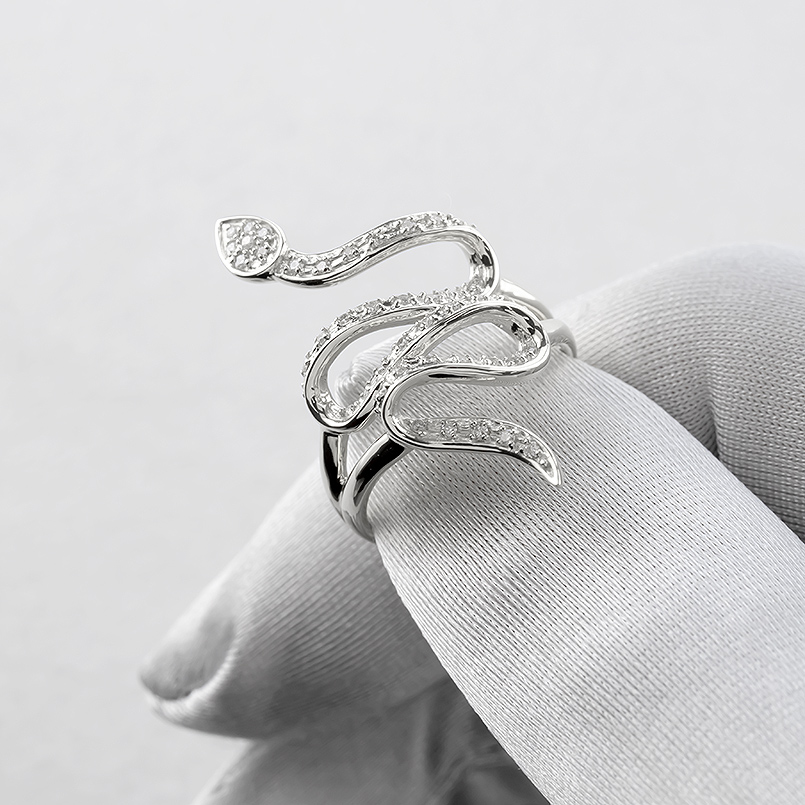 K18 ダイヤモンド 蛇 スネーク リング 指輪 13号 蛇 ヘビ スネーク