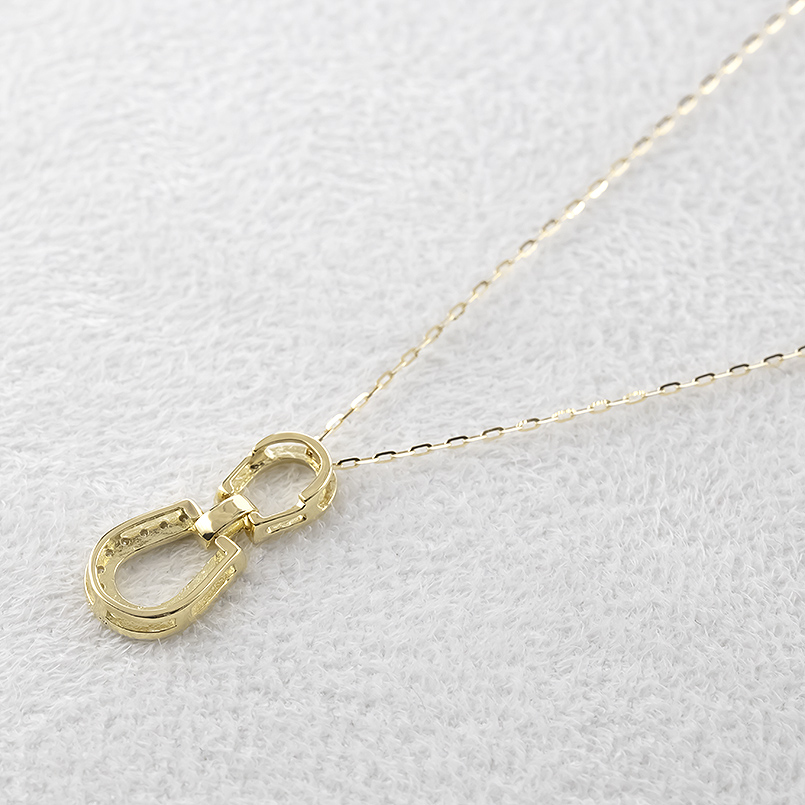 18金 馬蹄 ネックレス ダイヤモンド ペンダントトップ ピンスルー 45cm ゴールド 18k お守り ホースシュー 蹄鉄 男女兼用 あすつく 送料無料 セール saleの画像