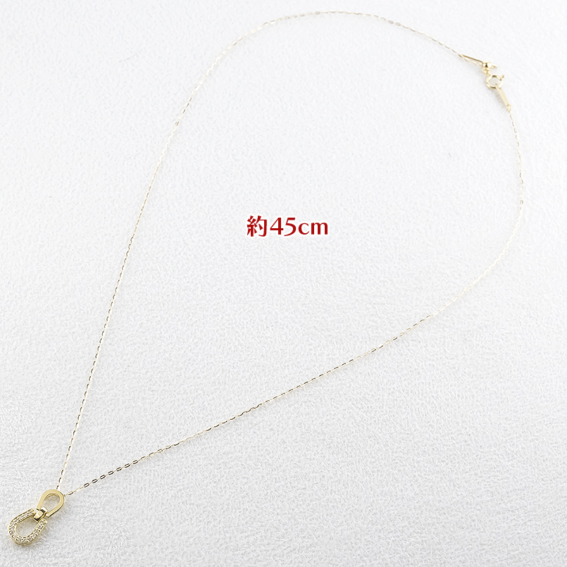 18金 馬蹄 ネックレス ダイヤモンド ペンダントトップ ピンスルー 45cm ゴールド 18k お守り ホースシュー 蹄鉄 男女兼用 あすつく 送料無料 セール saleの画像
