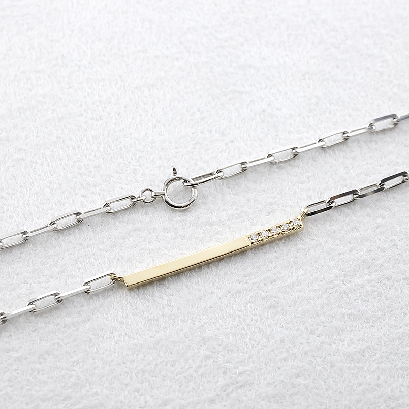 プラチナ 18金 ネックレス ダイヤモンド 0.06ct 50cm 太め pt850 ゴールド 18k コンビ バーネックレス イエローゴールド 人気 男女兼用 送料無料 セール SALE | ジュエリー工房アトラス | 08