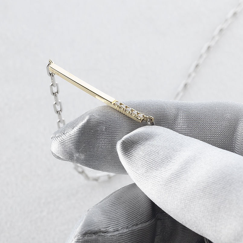プラチナ 18金 ネックレス ダイヤモンド 0.06ct 50cm 太め pt850 ゴールド 18k コンビ バーネックレス イエローゴールド 人気 男女兼用 送料無料 セール SALE | ジュエリー工房アトラス | 03