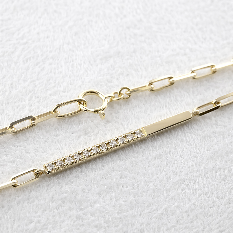 18金 ブレスレット ダイヤモンド 0.13ct レディース 18cm 太め ゴールド 18k バーブレスレット シンプル おしゃれ 人気 送料無料 セール SALE_7