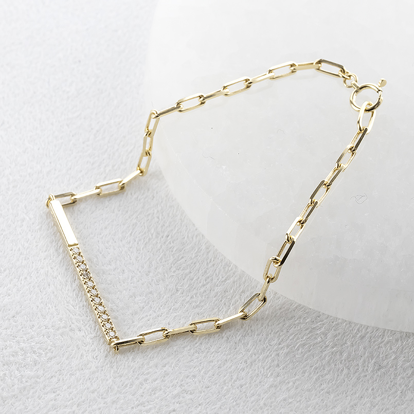 18金 ブレスレット ダイヤモンド 0.13ct レディース 18cm 太め ゴールド 18k バーブレスレット シンプル おしゃれ 人気 送料無料 セール SALE_6
