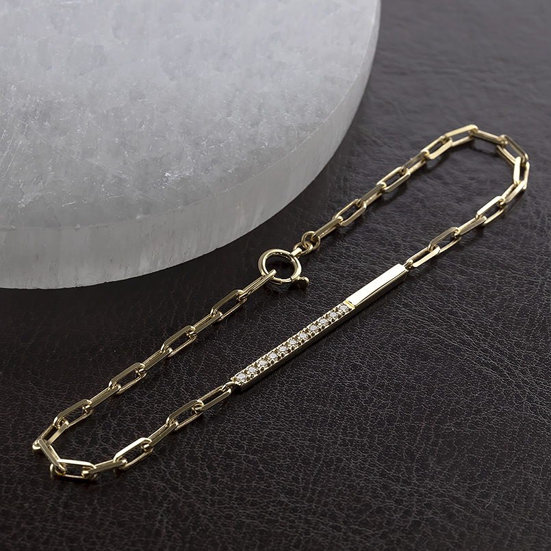 18金 ブレスレット ダイヤモンド 0.13ct レディース 18cm 太め ゴールド 18k バーブレスレット シンプル おしゃれ 人気 送料無料 セール SALE_5