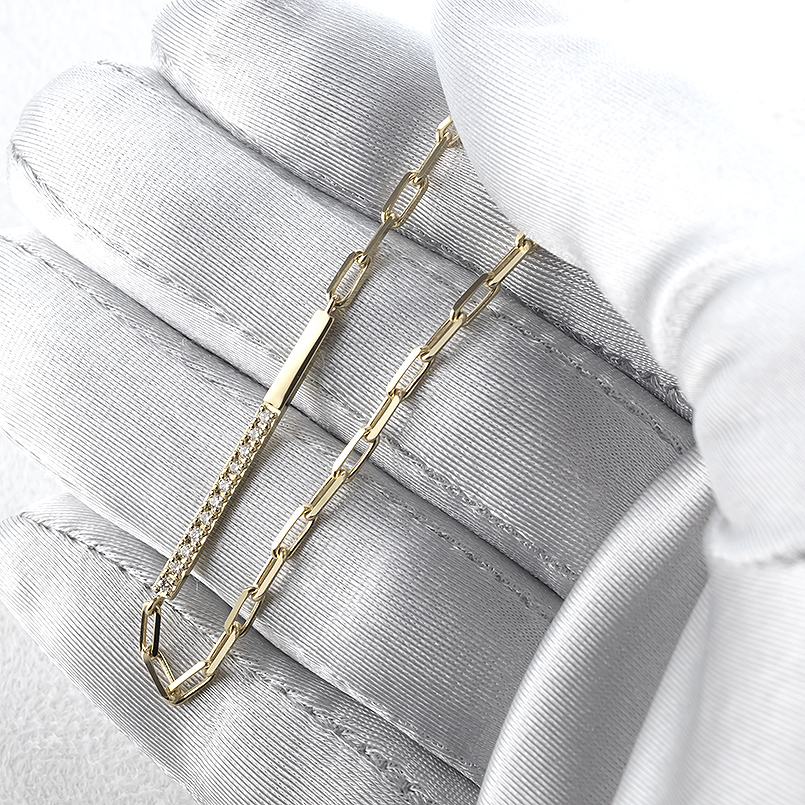 18金 ブレスレット ダイヤモンド 0.13ct レディース 18cm 太め ゴールド 18k バーブレスレット シンプル おしゃれ 人気 送料無料 セール SALE_4