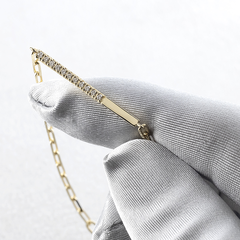 18金 ブレスレット ダイヤモンド 0.13ct レディース 18cm 太め ゴールド 18k バーブレスレット シンプル おしゃれ 人気 送料無料 セール SALE_3