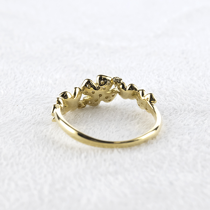 18金 クローバー リング ダイヤモンド レディース 13号 太め お守り 四つ葉 ゴールド 18k 指輪 ピンキーリング 婚約指輪 あすつく 人気 送料無料 セール saleの画像
