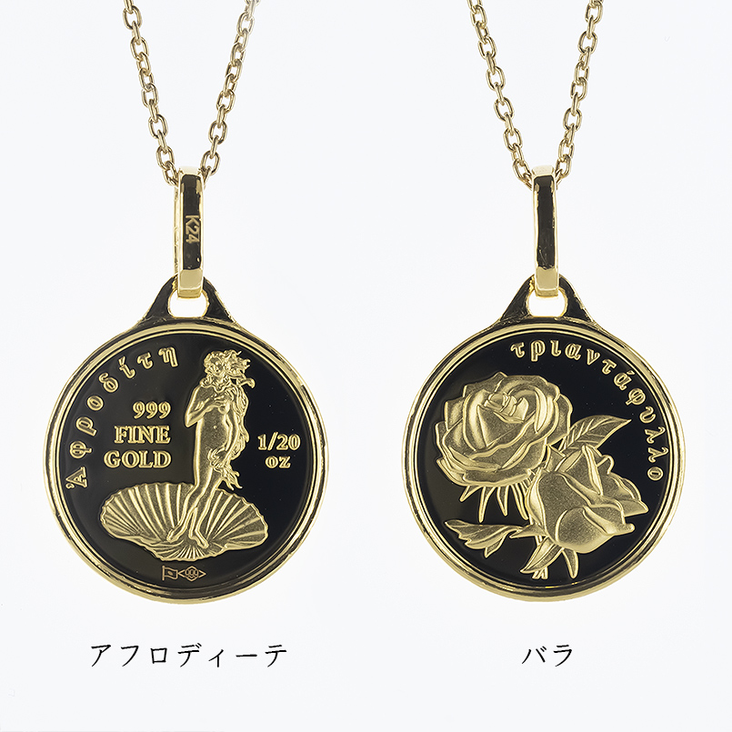 ジュエリー工房アトラス 24金 ネックレス 薔薇 メダル