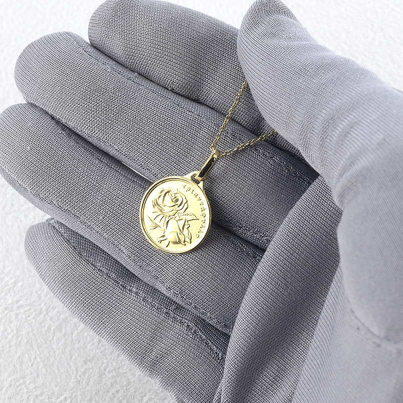 ジュエリー工房アトラス 24金 ネックレス 薔薇 メダル