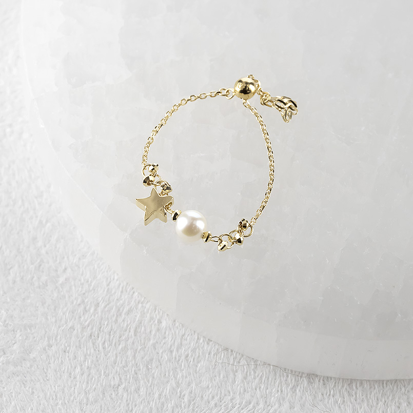 18金 リング フリーサイズ レディース 指輪 チェーンリング スライド式 星 パール ゴールド 18k ピンキーリング シンプル あすつく 送料無料 セール SALE | ジュエリー工房アトラス | 06