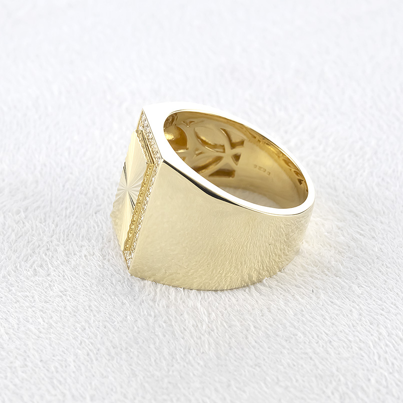 ジュエリー工房アトラス 18金 印台 リング ダイヤモンド 0.26ct メンズ