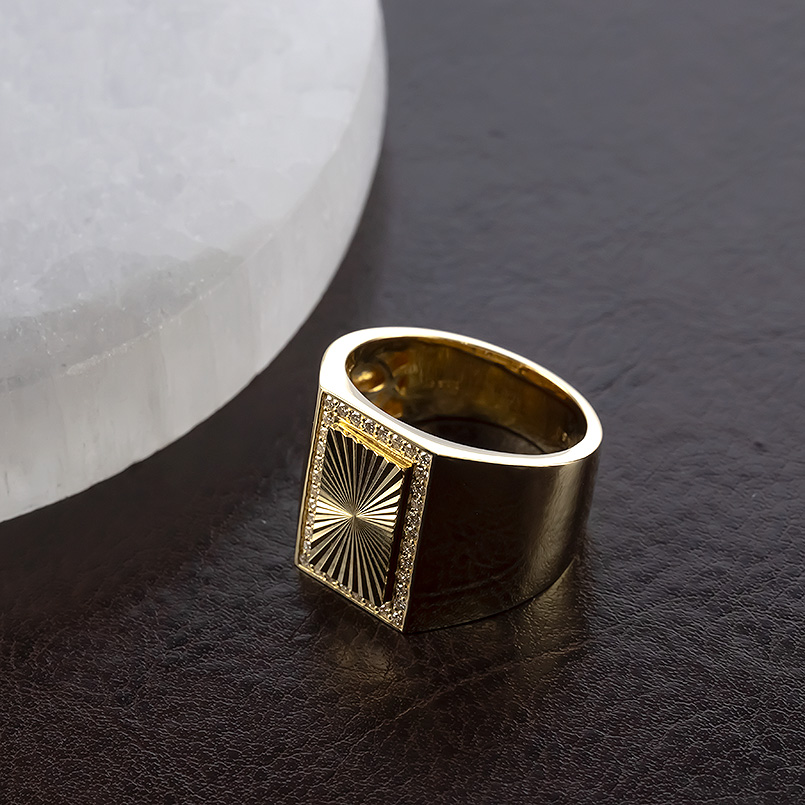 ジュエリー工房アトラス 18金 印台 リング ダイヤモンド 0.26ct メンズ