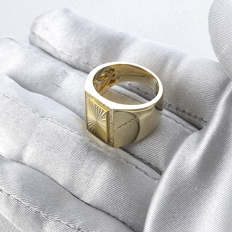 ジュエリー工房アトラス 18金 印台 リング ダイヤモンド 0.26ct メンズ
