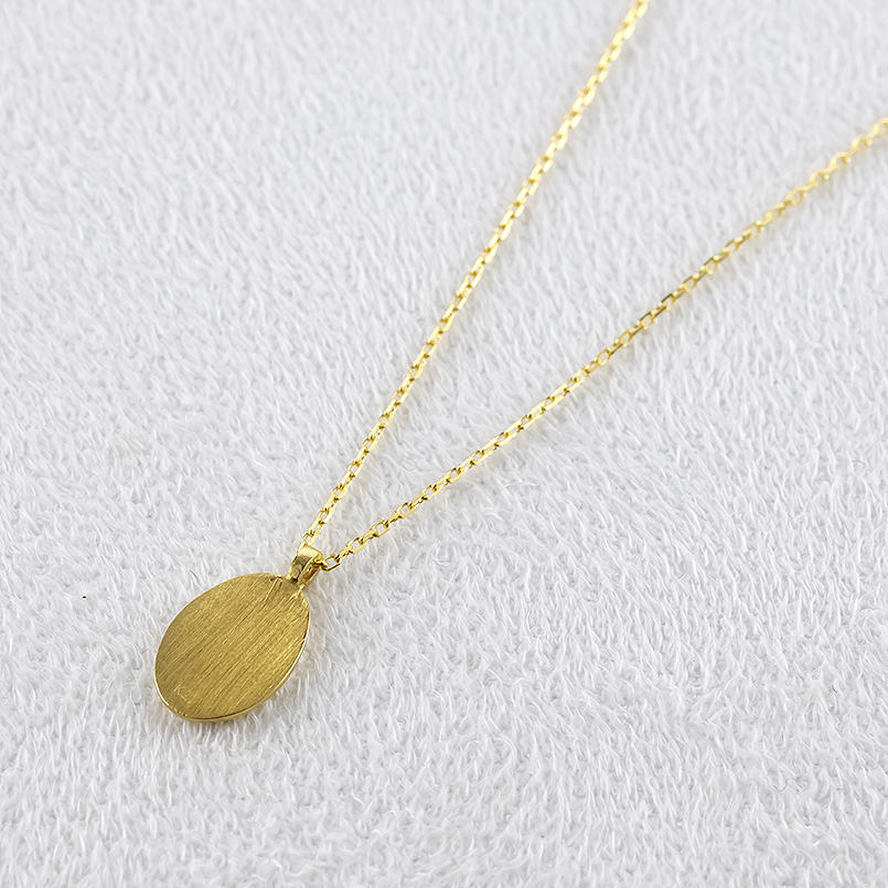24金 ネックレス 純金 レディース インゴット型 ペンダントトップ 金 ゴールド 24k プレート オーバル 小ぶり 華奢 小 チェーン シンプル あすつく 送料無料の画像