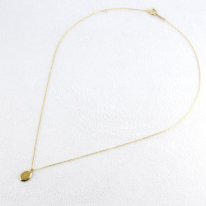 24金 ネックレス 純金 レディース インゴット型 ペンダントトップ 金 ゴールド 24k プレート オーバル 小ぶり 華奢 小 チェーン シンプル あすつく 送料無料の画像