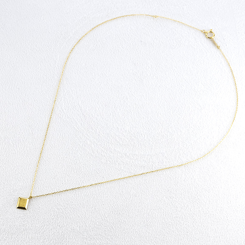 24金 ネックレス 純金 レディース インゴット型 ペンダントトップ 金 ゴールド 24k プレート 小ぶり 華奢 小 チェーン シンプル 人気 あすつく 送料無料 saleの画像