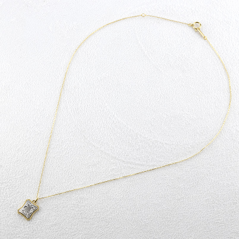 純金 プラチナ ネックレス pt999 レリーフ柄 ペンダントトップ レディース コンビ 金 ゴールド 24k 純プラチナ ハープ トップ ゴールド 送料無料 セール saleの画像