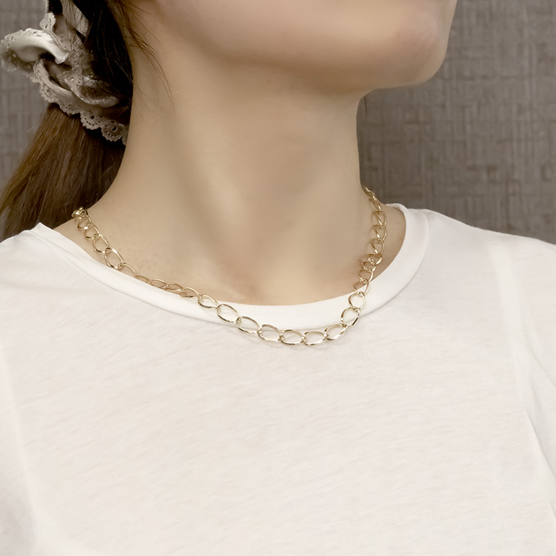 ジュエリー工房アトラス 18金 ネックレス 中空 チェーンのみ 45cm 太め