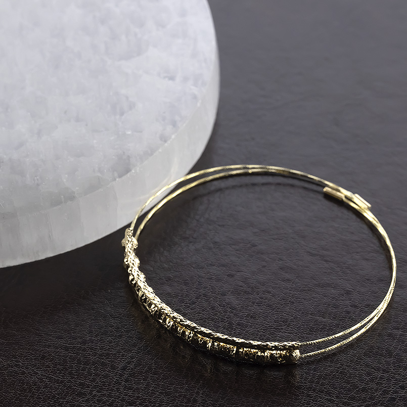 18金 ブレスレット バングル レディース 形状記憶 ２連 簡単着脱 ゴールド 18k フリーサイズ イエローゴールドk18 人気 おしゃれ あすつく 送料無料 セール saleの画像