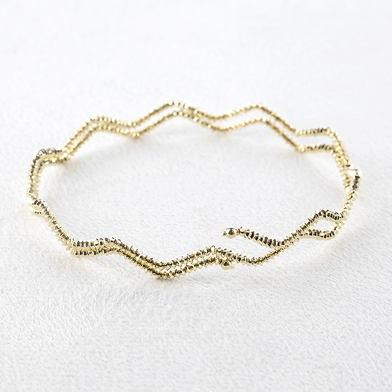 18金 ブレスレット バングル ２連 レディース 形状記憶 簡単着脱 ゴールド 18k フリーサイズ ジグザグ イエローゴールドk18 人気 あすつく 送料無料 セール saleの画像