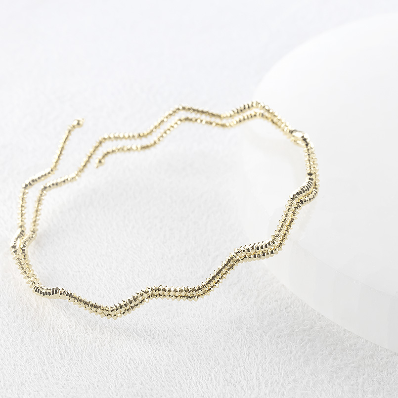 18金 ブレスレット バングル ２連 レディース 形状記憶 簡単着脱 ゴールド 18k フリーサイズ ジグザグ イエローゴールドk18 人気 あすつく 送料無料 セール saleの画像