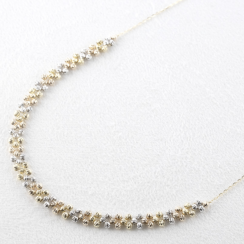 18金 ネックレス ミラーボール スライド式 幅広 チェーンのみ 45cm レディース ハニーミラーボール ゴールド18k 3カラー コンビ あすつく 送料無料 セール saleの画像