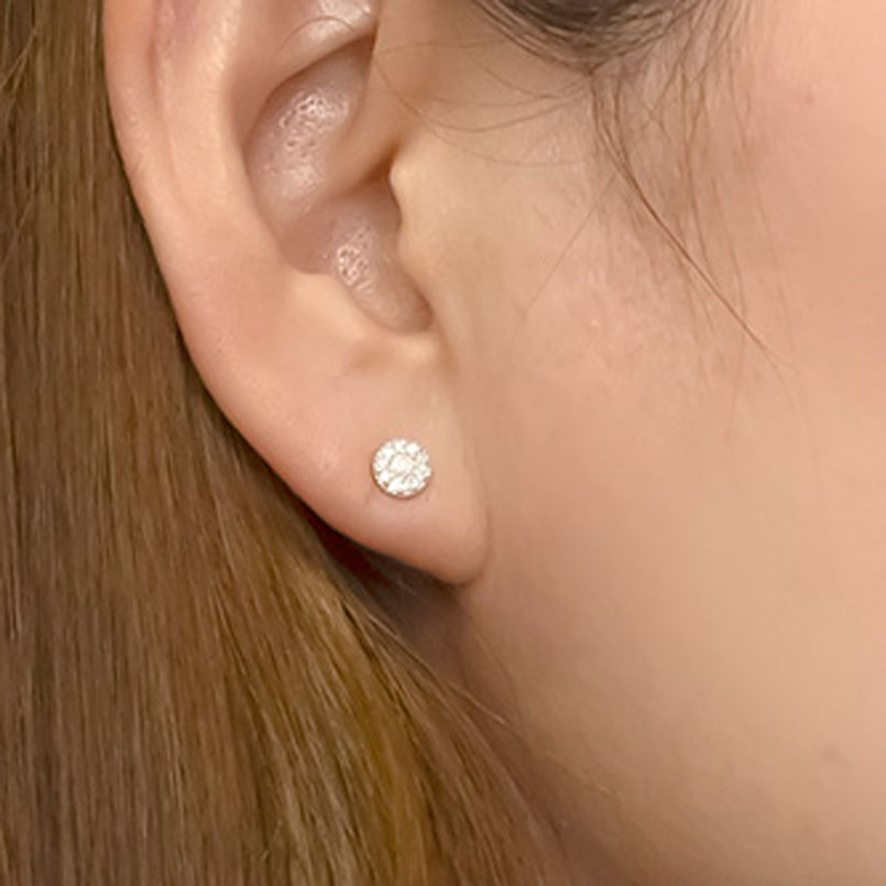 メンズ キャッチのいらないピアス 片耳ピアス ダイヤモンド プラチナ