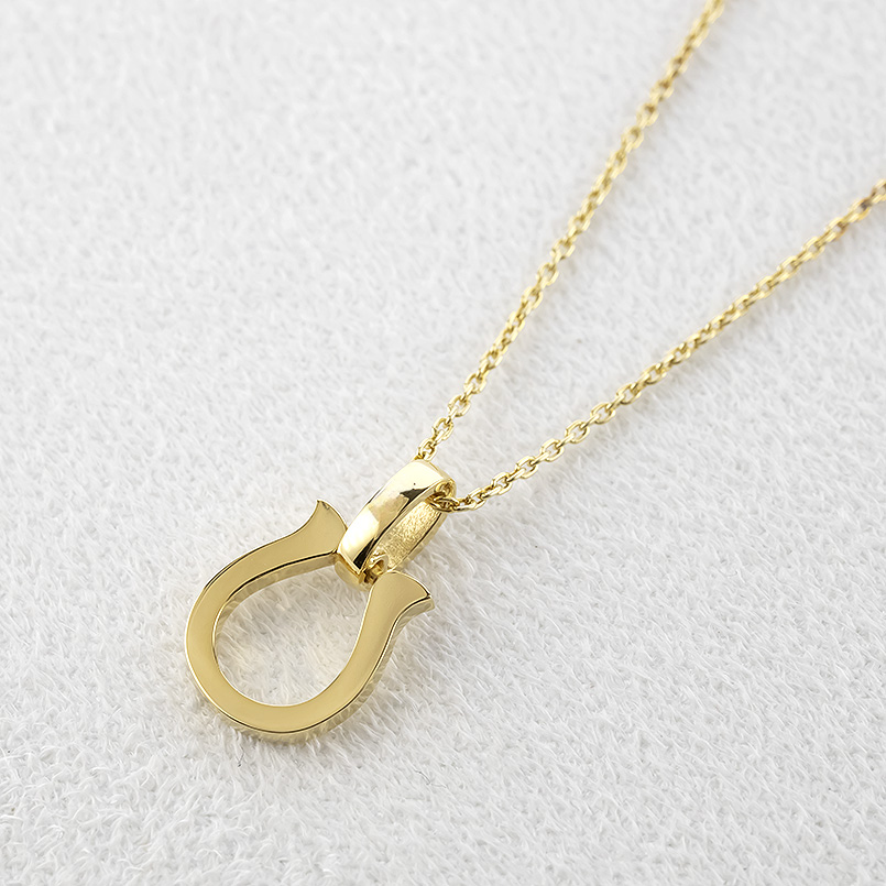 18金 馬蹄 ネックレス ダイヤモンド ペンダントトップ メンズ ホースシュー 蹄鉄 ゴールド 18k シンプル おしゃれ 人気 スタンダード あすつく 送料無料 saleの画像