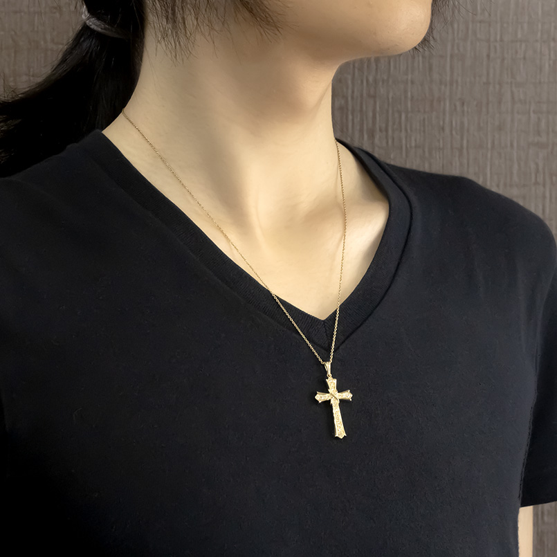 18金 ネックレス クロス ペンダントトップ ...の詳細画像1