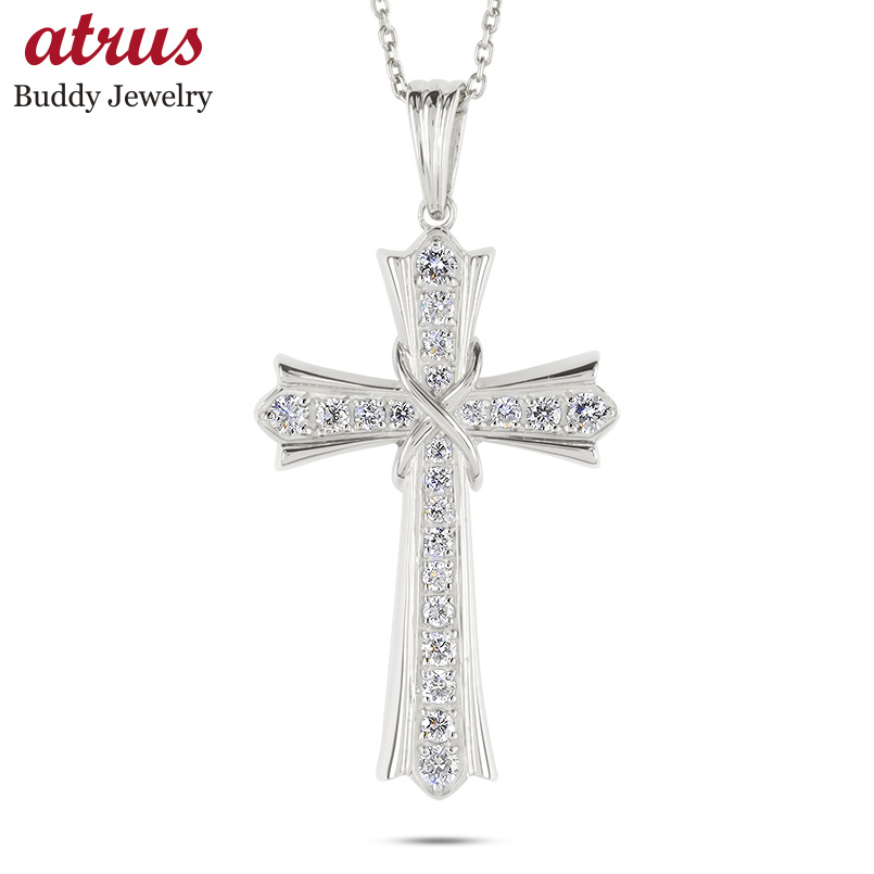 プラチナ ネックレス クロス ペンダントトップ 大ぶり ダイヤモンド 0.50ct pt900 トップ シンプル 十字架 シンプル 人気 男女兼用 送料無料 セール 爆買