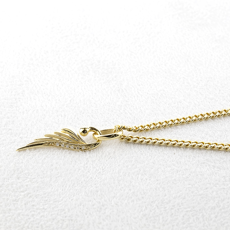 18金 フェザー ネックレス ダイヤモンド ペンダントトップ メンズ 喜平 トップ 大ぶり 羽 羽根 ゴールド 18k シンプル 人気 エクストラ 送料無料 セール saleの画像