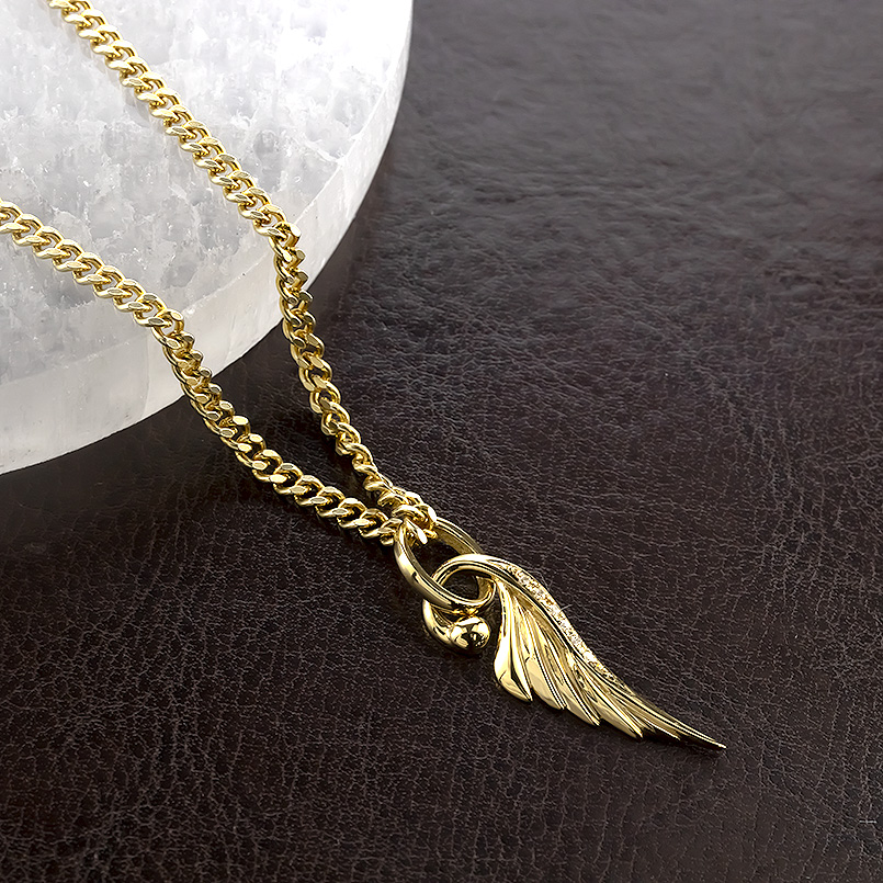 18金 フェザー ネックレス ダイヤモンド ペンダントトップ メンズ 喜平 トップ 大ぶり 羽 羽根 ゴールド 18k シンプル 人気 エクストラ 送料無料 セール saleの画像