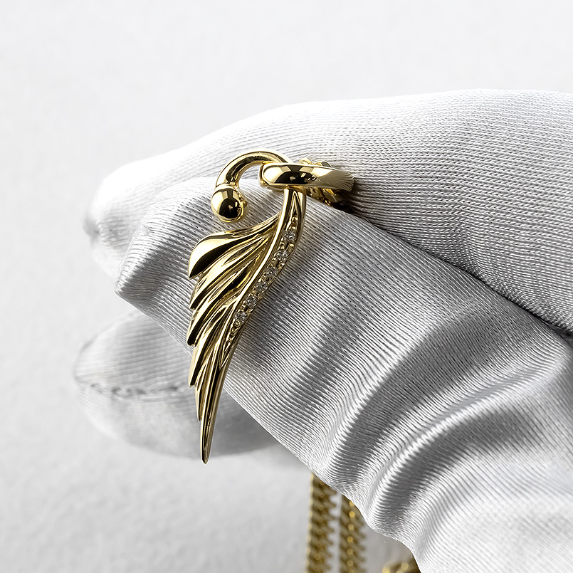 18金 フェザー ネックレス ダイヤモンド ペンダントトップ メンズ 喜平 トップ 大ぶり 羽 羽根 ゴールド 18k シンプル 人気 エクストラ 送料無料 セール saleの画像