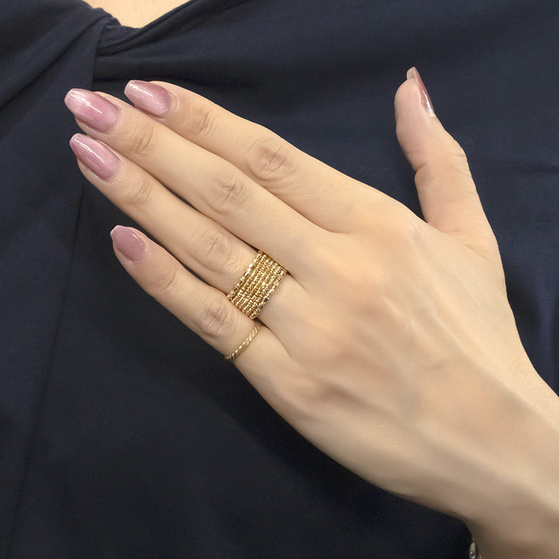 ジュエリー工房アトラス 18金 リング フリーサイズ 7連 形状記憶 簡単