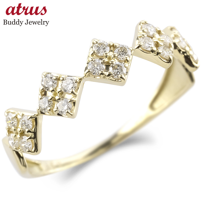 18金 リング ダイヤモンド 0.30ct 太め 指輪 ゴールド 18K 幾何学 ひし形 ピンキーリング 婚約指輪 シンプル 人気 おしゃれ 男女兼用 送料無料 セール sale