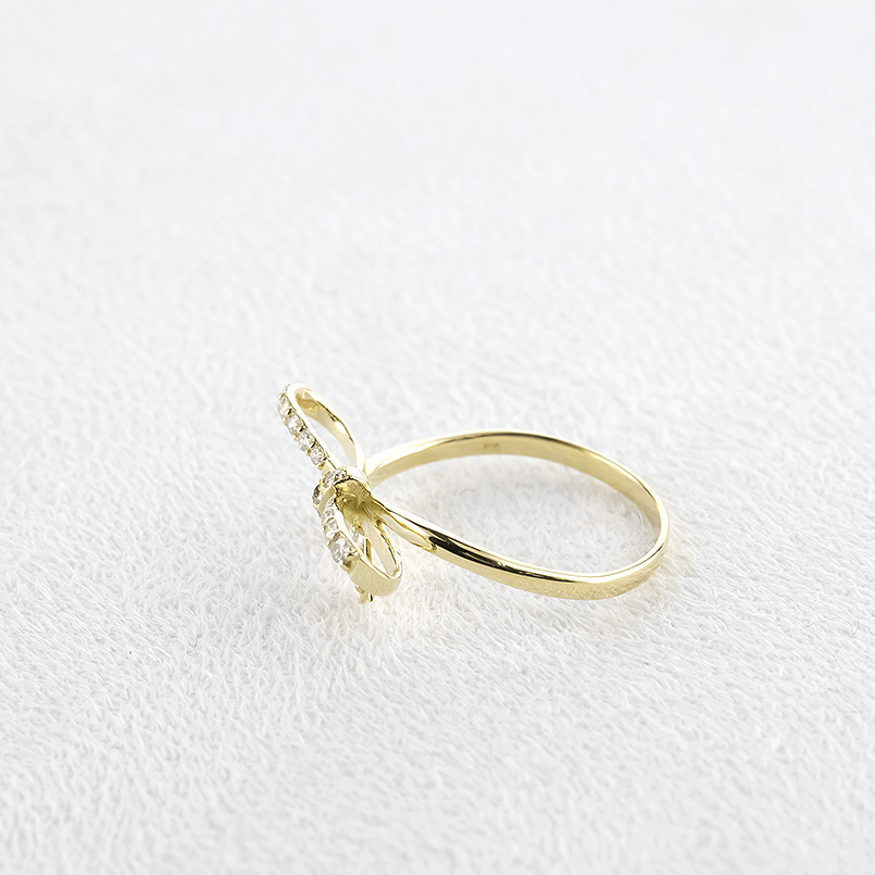 18金 リボン リング ダイヤモンド 0.2ct レディース 11.5号 お守り 指輪 ゴールド 18K 金 ピンキーリング 婚約指輪 シンプル あすつく 送料無料 セール saleの画像