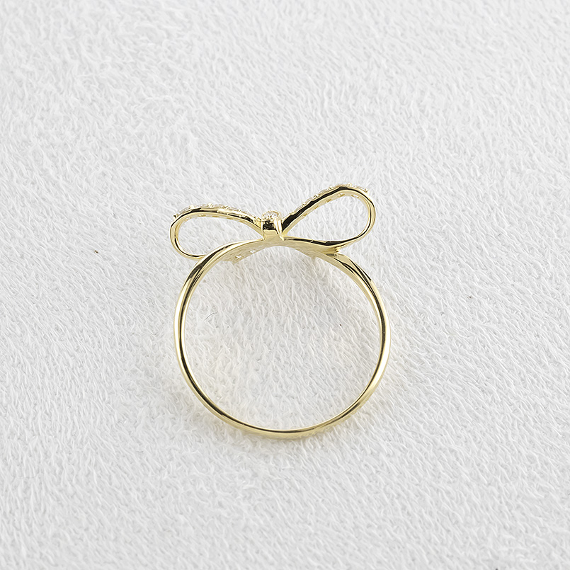 18金 リボン リング ダイヤモンド 0.2ct レディース 11.5号 お守り 指輪 ゴールド 18K 金 ピンキーリング 婚約指輪 シンプル あすつく 送料無料 セール saleの画像