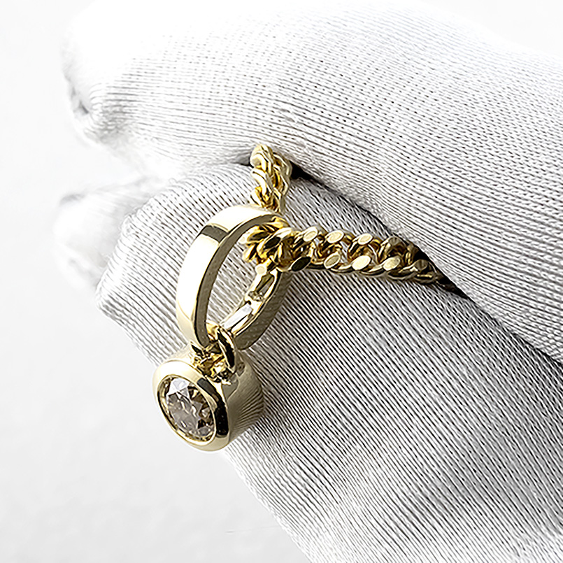 18金 ネックレス ペンダントトップ 喜平 トップ メンズ ゴールド 18k ダイヤ 一粒 ブラウンダイヤモンド 0.5ct k18 キヘイ チェーン あすつく 送料無料 saleの画像