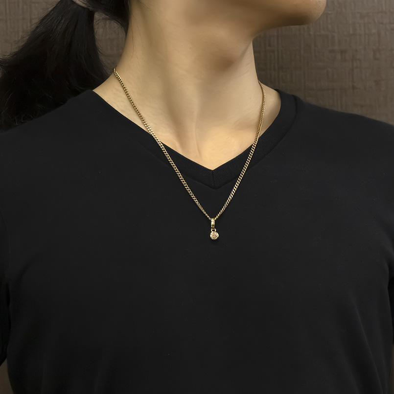 18金 ネックレス ペンダントトップ 喜平 トップ メンズ ゴールド 18k ダイヤ 一粒 ブラウンダイヤモンド 0.5ct k18 キヘイ チェーン あすつく 送料無料 saleの画像